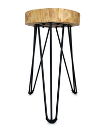 未来工房（ミクコウボウ）の「国産杉 国産檜 アイアンレッグのスツール ハンドメイド <未来工房 MIKU-KOBO>（インテリア雑貨）」