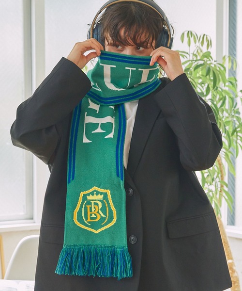 MONO-MART LADY'S（モノマートレディース）の「ジャガード グラフィック サッカーマフラー（マフラー・レディース・レッド系/ネイビー系/ブルー系/ブラック系/イエロー系/ブルー系1/オレンジ系/グリーン系/ネイビー系1/ブラウン系・FREE）」の4枚目の写真