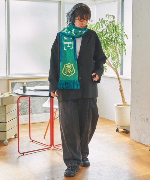 MONO-MART LADY'S(モノマートレディース)の「ジャガード グラフィック サッカーマフラー(マフラー・レディース・レッド系/ネイビー系/ブルー系/ブラック系/イエロー系/ブルー系1/オレンジ系/グリーン系/ネイビー系1/ブラウン系・FREE)」の16枚目の写真