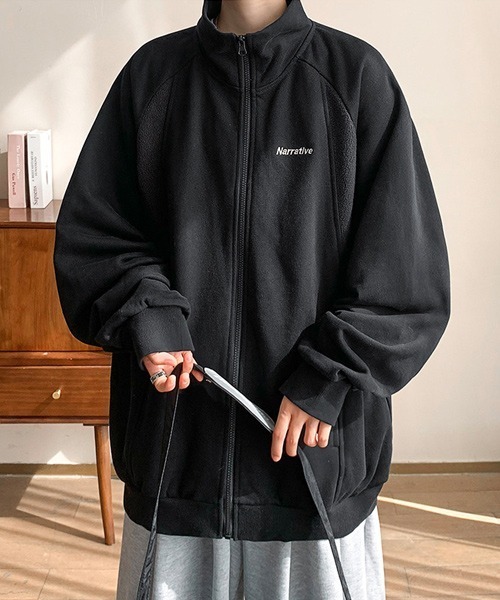Ressaca(レサーカ)の「オーバーサイズワンポイント刺繍ロゴスタンドネックスウェットトラックジャケット(ブルゾン・メンズ・グレー/ブラック・XL/L/M)」の3枚目の写真