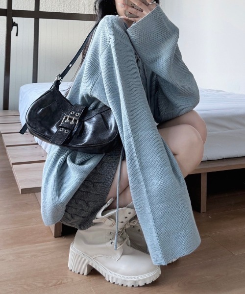 nemne store（ネンネストア）の「《Delfy》編み上げスキッパーニット（ニット/セーター・レディース・アイボリー/チャコールグレー/ライトブルー・SMALL/MEDIUM）」の9枚目の写真