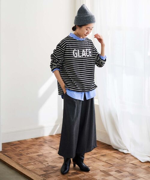 le.coeur blanc（ルクールブラン）の「フリルカラーギャザーブラウス（シャツ/ブラウス・レディース・ブルー系その他2/オフホワイト/ブルー・38）」の17枚目の写真