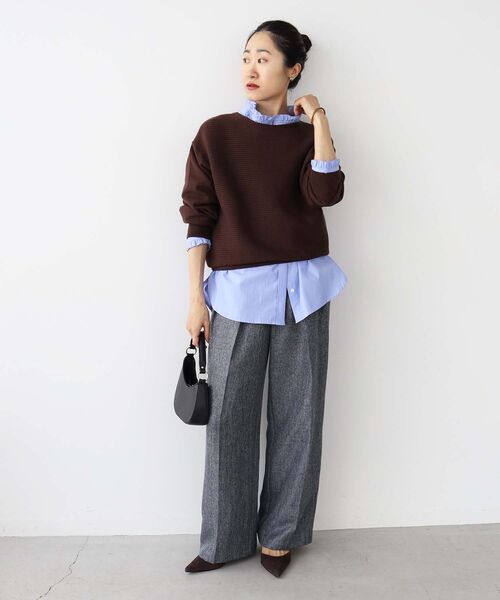 le.coeur blanc（ルクールブラン）の「フリルカラーギャザーブラウス（シャツ/ブラウス・レディース・ブルー系その他2/オフホワイト/ブルー・38）」の21枚目の写真