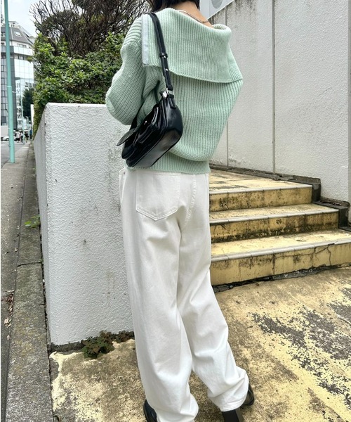 mebole(メボレ)の「カジュアルオープンジッパーニット(ニット/セーター・レディース・グリーン/アイボリー/ベージュ/グレー・FREE)」の14枚目の写真