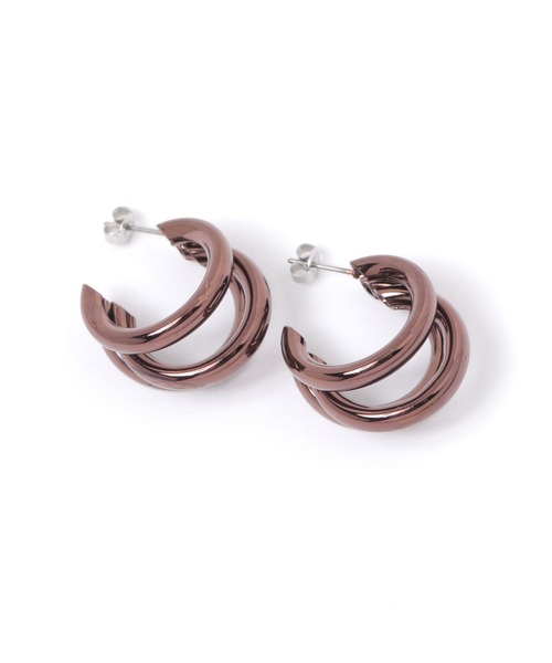 LAKOLE(ラコレ)の「ボリューム3連フープピアス / 156256(ピアス(両耳用)・レディース・ブラック/ブラウン/その他1・FREE)」の2枚目の写真