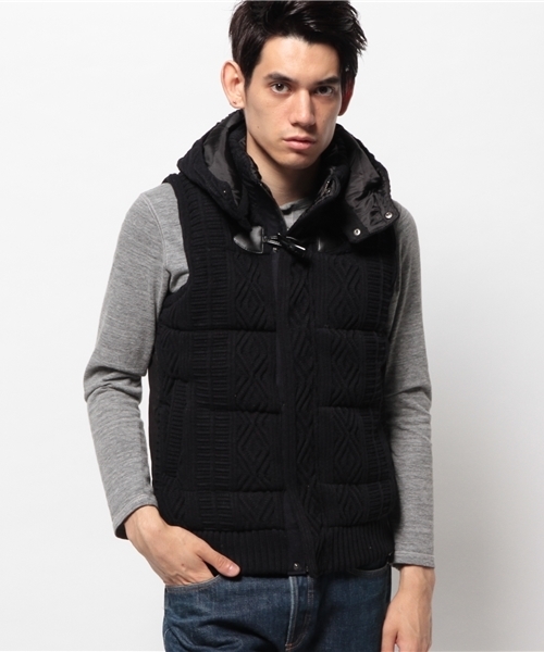 CIAOPANIC TYPY(チャオパニックティピー)の「【CIAOPANICTYPY】ケーブルニット中綿フードベスト(その他アウター・メンズ・ネイビー/キャメル・LARGE/MEDIUM/SMALL)」の11枚目の写真