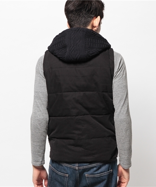 CIAOPANIC TYPY(チャオパニックティピー)の「【CIAOPANICTYPY】ケーブルニット中綿フードベスト(その他アウター・メンズ・ネイビー/キャメル・LARGE/MEDIUM/SMALL)」の4枚目の写真