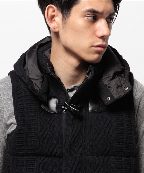 CIAOPANIC TYPY(チャオパニックティピー)の「【CIAOPANICTYPY】ケーブルニット中綿フードベスト(その他アウター・メンズ・ネイビー/キャメル・LARGE/MEDIUM/SMALL)」の6枚目の写真