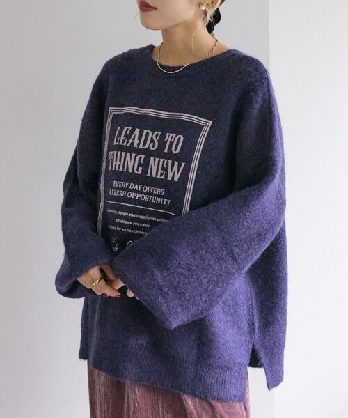 w closet（ダブルクローゼット）の「【2WAY】BIGロゴニット（ニット/セーター・レディース・グリーン/アイボリー/ネイビー・FREE）」の3枚目の写真