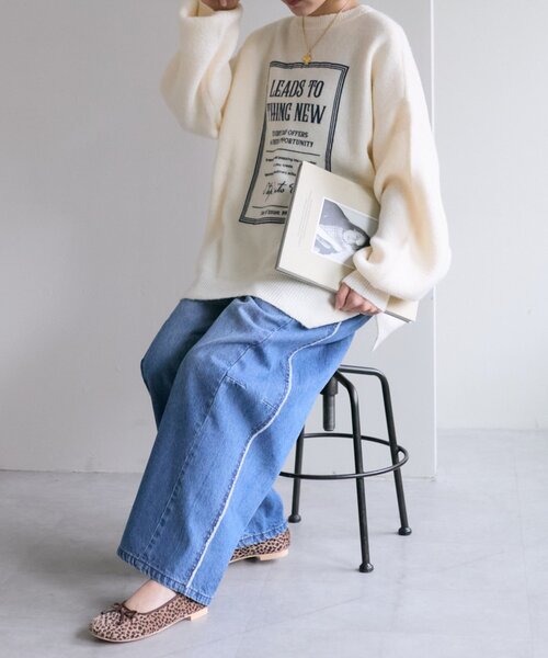 w closet（ダブルクローゼット）の「【2WAY】BIGロゴニット（ニット/セーター・レディース・グリーン/アイボリー/ネイビー・FREE）」の7枚目の写真