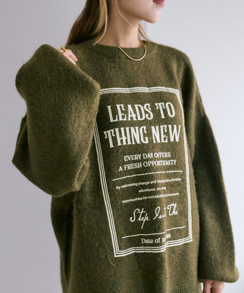 w closet（ダブルクローゼット）の「【2WAY】BIGロゴニット（ニット/セーター・レディース・グリーン/アイボリー/ネイビー・FREE）」の13枚目の写真