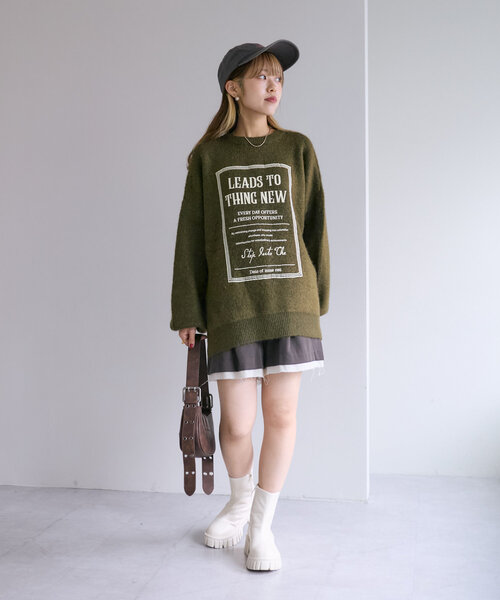 w closet（ダブルクローゼット）の「【2WAY】BIGロゴニット（ニット/セーター・レディース・グリーン/アイボリー/ネイビー・FREE）」の15枚目の写真