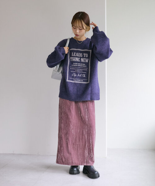 w closet（ダブルクローゼット）の「【2WAY】BIGロゴニット（ニット/セーター・レディース・グリーン/アイボリー/ネイビー・FREE）」の19枚目の写真