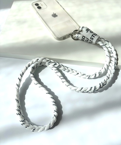 lit.Cy（リットシー）の「MIXカラー ロープ あみあみ スマホショルダー ストラップ（スマホグッズ・レディース・レッド/ブラックミックス/ベージュ/パープル/イエロー/ブラック/オフホワイト/ブルー/オレンジ/グレー/グリーン×ピンク・FREE）」の2枚目の写真