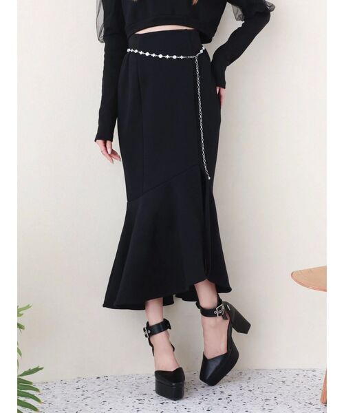 EATME(イートミー)の「マーメイドスウェットスカート(セットアップ可能)(スカート・レディース・ブラック/アイボリー・FREE)」の3枚目の写真