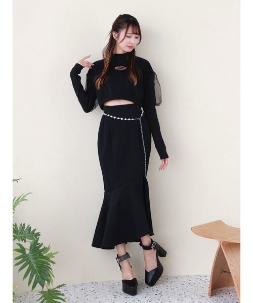 EATME(イートミー)の「マーメイドスウェットスカート(セットアップ可能)(スカート・レディース・ブラック/アイボリー・FREE)」の5枚目の写真