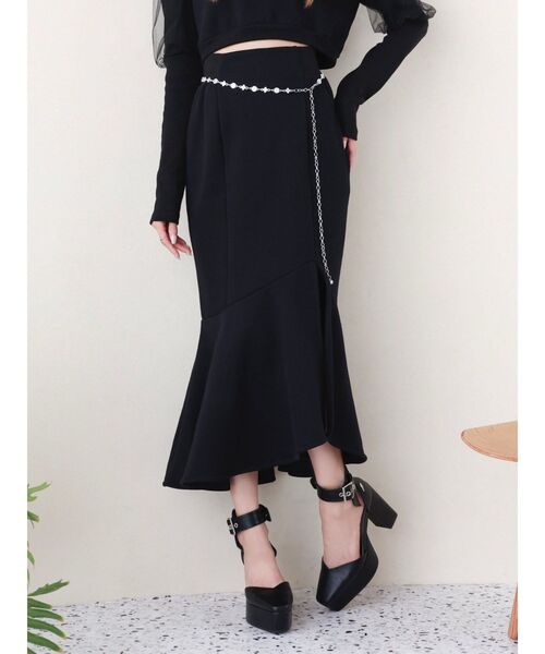 EATME(イートミー)の「マーメイドスウェットスカート(セットアップ可能)(スカート・レディース・ブラック/アイボリー・FREE)」の6枚目の写真