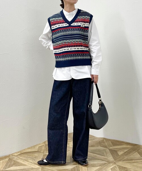 GEVACO（ゲバコ）の「【GEVACO/ゲバコ】フェアアイル Vネックニットベスト（ベスト・レディース・ブルー系その他/グリーン系その他/ベージュ系その他・38）」の7枚目の写真