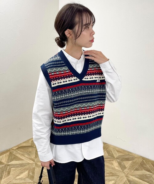 GEVACO（ゲバコ）の「【GEVACO/ゲバコ】フェアアイル Vネックニットベスト（ベスト・レディース・ブルー系その他/グリーン系その他/ベージュ系その他・38）」の8枚目の写真