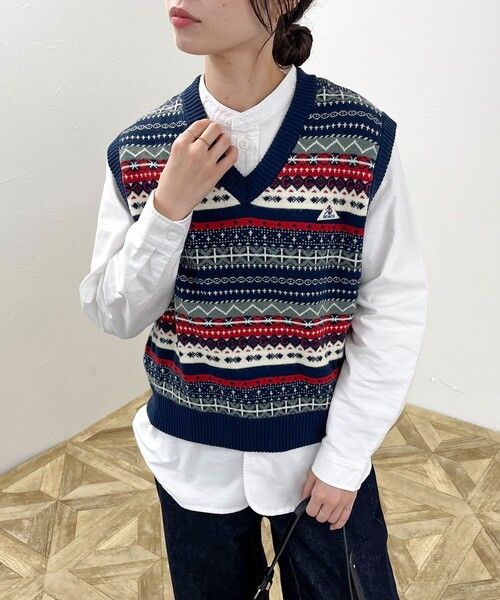 GEVACO（ゲバコ）の「【GEVACO/ゲバコ】フェアアイル Vネックニットベスト（ベスト・レディース・ブルー系その他/グリーン系その他/ベージュ系その他・38）」の13枚目の写真