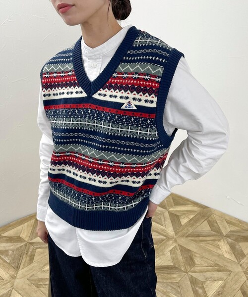 GEVACO（ゲバコ）の「【GEVACO/ゲバコ】フェアアイル Vネックニットベスト（ベスト・レディース・ブルー系その他/グリーン系その他/ベージュ系その他・38）」の14枚目の写真