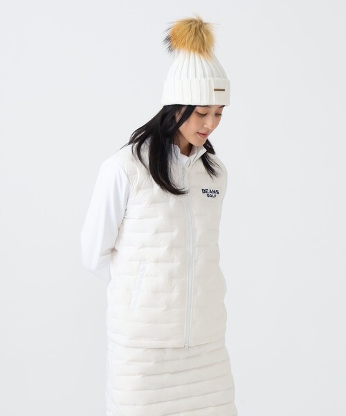 BEAMS GOLF 半袖ダウン L ホワイト PURPLE LABEL / 接結ダウン ブルゾン（ダウンジャケット/コート