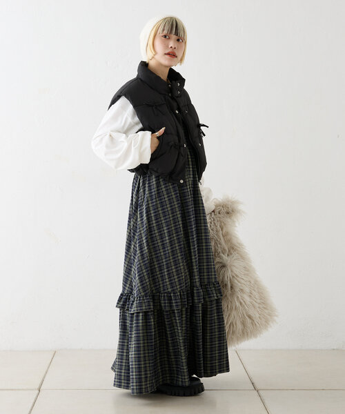 w closet(ダブルクローゼット)の「リボン中綿ベスト(ベスト・レディース・ブラウン/ブラック/アイボリー・FREE)」の21枚目の写真