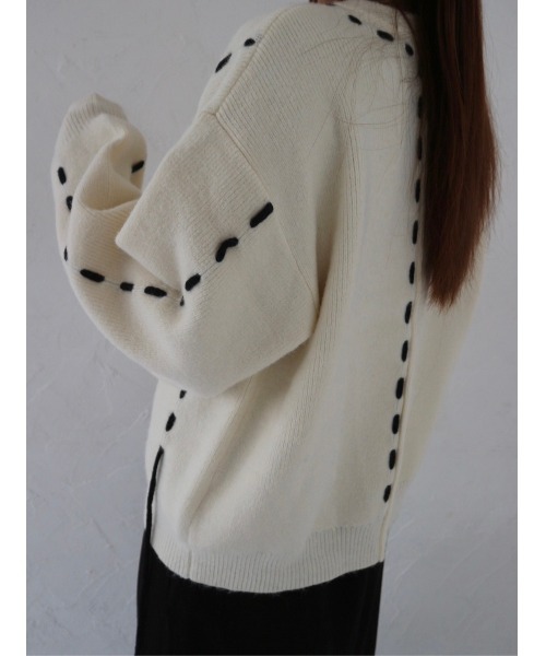 TRUNC(トランクエイティーエイト)の「Stitch Design Knit(ニット/セーター・レディース・ブラック/アイボリー/グレー・FREE)」の5枚目の写真