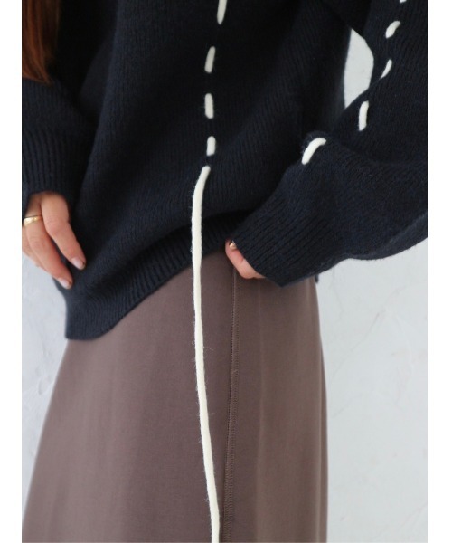 TRUNC(トランクエイティーエイト)の「Stitch Design Knit(ニット/セーター・レディース・ブラック/アイボリー/グレー・FREE)」の12枚目の写真
