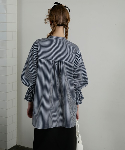 BONLECILL noir】プリーツカフスブロードチュニックシャツブラウス