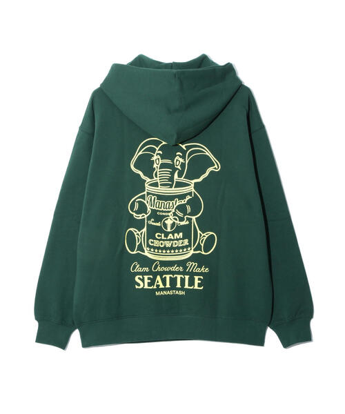 MANASTASH（マナスタッシュ）の「MANASTASH/マナスタッシュ　CiTee HOOD SWEAT ELEPHANT/フードスウェット エレファント（パーカー・メンズ・ブラック/その他17/ダークグリーン系・L/S/XL/M）」の3枚目の写真