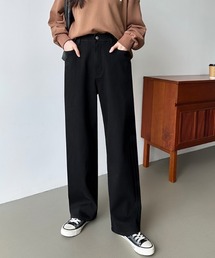 【楽 革 命】ストレッチ抜群!裏微起毛 楽革命デニムパンツ 楽らくストレッチ デニムパンツ ストレート ワイド デニム ウエスト調整ボタンつき 秋服 冬服