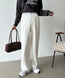 【楽 革 命】ストレッチ抜群!裏微起毛 楽革命デニムパンツ 楽らくストレッチ デニムパンツ ストレート ワイド デニム ウエスト調整ボタンつき 秋服 冬服