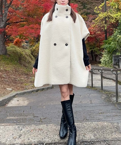 セール】リバーシブルフェイクムートンポンチョ（ポンチョ