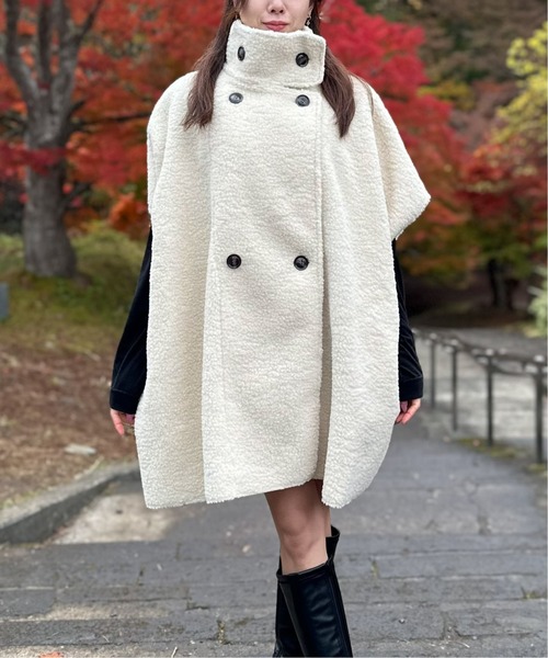 セール】リバーシブルフェイクムートンポンチョ（ポンチョ）｜Per sist