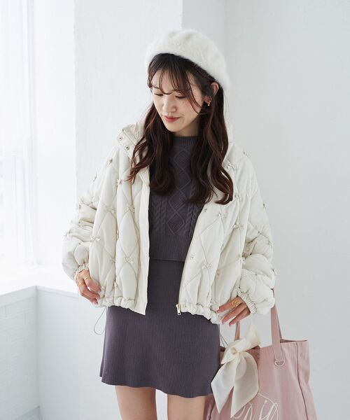 MAJESTIC LEGON(マジェスティックレゴン)の「ケーブルニットセットミニワンピ(ワンピース・レディース・グレー/チャコールグレー/アイボリー/ピンクベージュ・MEDIUM)」の9枚目の写真