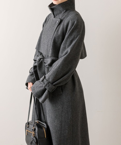 OLIVE des OLIVE（オリーブデオリーブ）の「マルチカラーロング丈コート（その他アウター・レディース・チャコールグレー/ブラウン/ライトベージュ・FREE）」の5枚目の写真