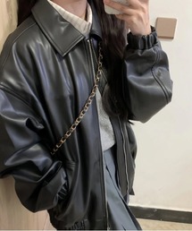 WEGO | WEGO/オーバーサイズZIPフェイクレザージャケット(ライダースジャケット)