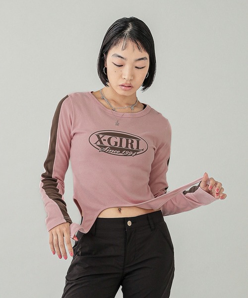 OVAL LOGO GARTER L/S TOP（Tシャツ/カットソー）｜X-girl（エックスガール）