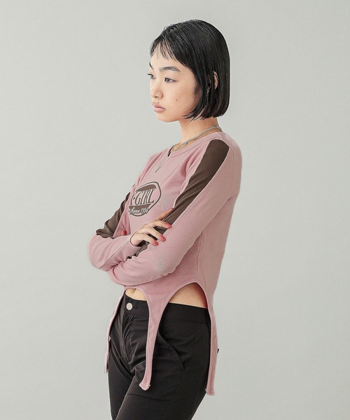 OVAL LOGO GARTER L/S TOP（Tシャツ/カットソー）｜X-girl（エックスガール）