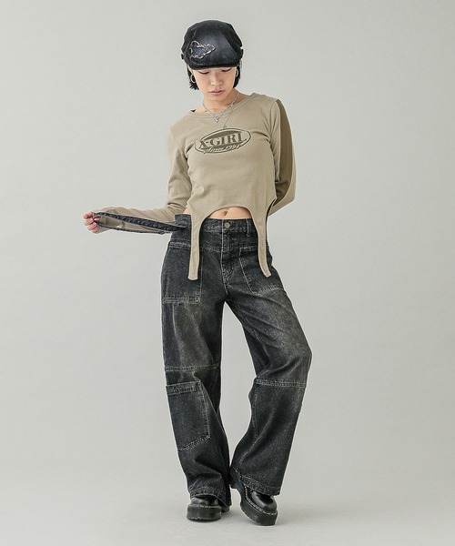 OVAL LOGO GARTER L/S TOP（Tシャツ/カットソー）｜X-girl（エックスガール）