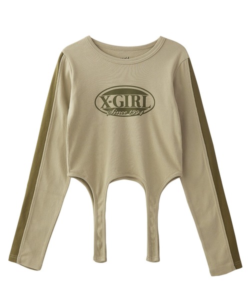 OVAL LOGO GARTER L/S TOP（Tシャツ/カットソー）｜X-girl（エックスガール）