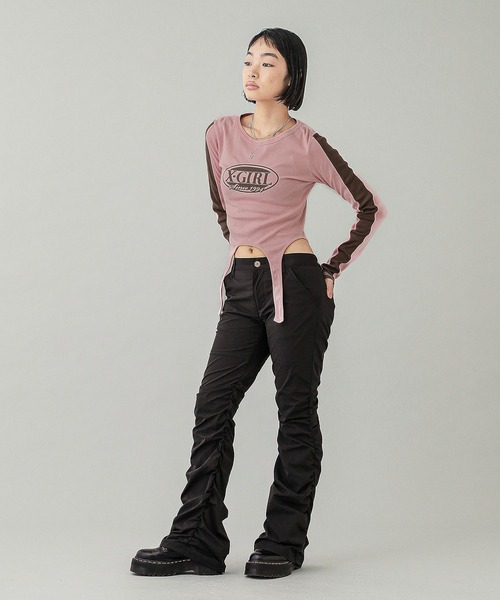 OVAL LOGO GARTER L/S TOP（Tシャツ/カットソー）｜X-girl（エックスガール）