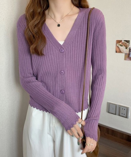 Miniministore(ミニミニストア)の「ニットカーディガン レディース 羽織り(カーディガン/ボレロ・レディース・パープル/ホワイト/ブラック/ブルー・FREE)」の1枚目の写真