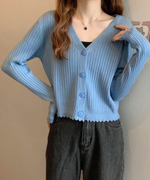 Miniministore(ミニミニストア)の「ニットカーディガン レディース 羽織り(カーディガン/ボレロ・レディース・パープル/ホワイト/ブラック/ブルー・FREE)」の4枚目の写真
