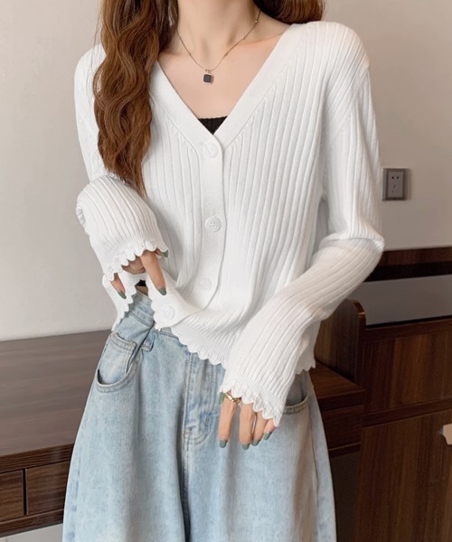 Miniministore(ミニミニストア)の「ニットカーディガン レディース 羽織り(カーディガン/ボレロ・レディース・パープル/ホワイト/ブラック/ブルー・FREE)」の8枚目の写真