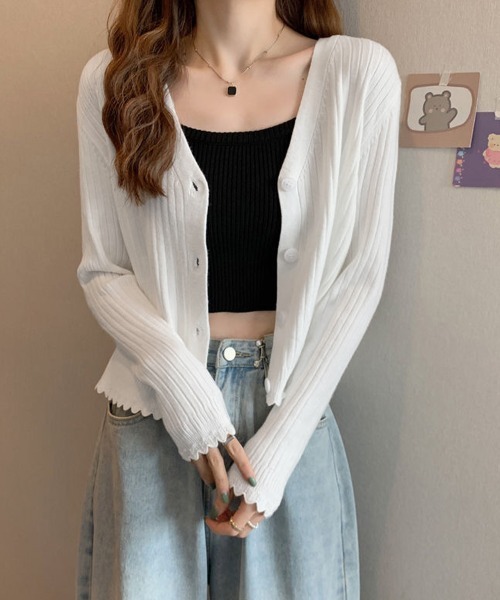 Miniministore(ミニミニストア)の「ニットカーディガン レディース 羽織り(カーディガン/ボレロ・レディース・パープル/ホワイト/ブラック/ブルー・FREE)」の9枚目の写真