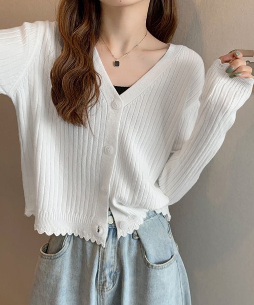 Miniministore(ミニミニストア)の「ニットカーディガン レディース 羽織り(カーディガン/ボレロ・レディース・パープル/ホワイト/ブラック/ブルー・FREE)」の10枚目の写真