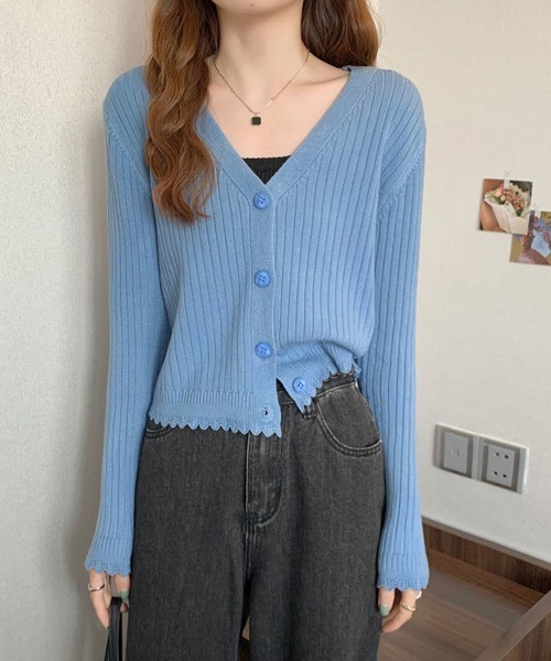 Miniministore(ミニミニストア)の「ニットカーディガン レディース 羽織り(カーディガン/ボレロ・レディース・パープル/ホワイト/ブラック/ブルー・FREE)」の11枚目の写真