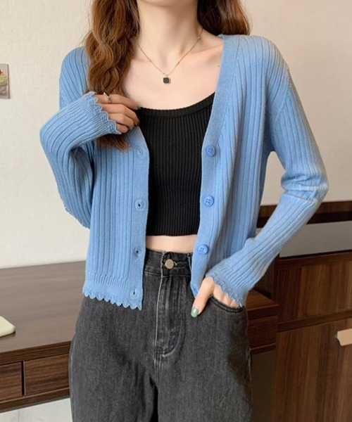 Miniministore(ミニミニストア)の「ニットカーディガン レディース 羽織り(カーディガン/ボレロ・レディース・パープル/ホワイト/ブラック/ブルー・FREE)」の12枚目の写真